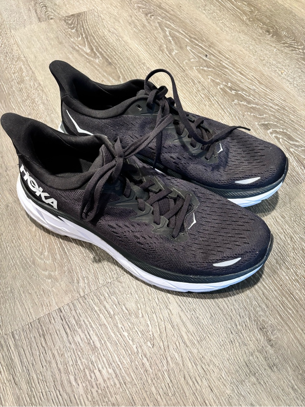 Hoka Black and White Women's Athletic Running Shoes